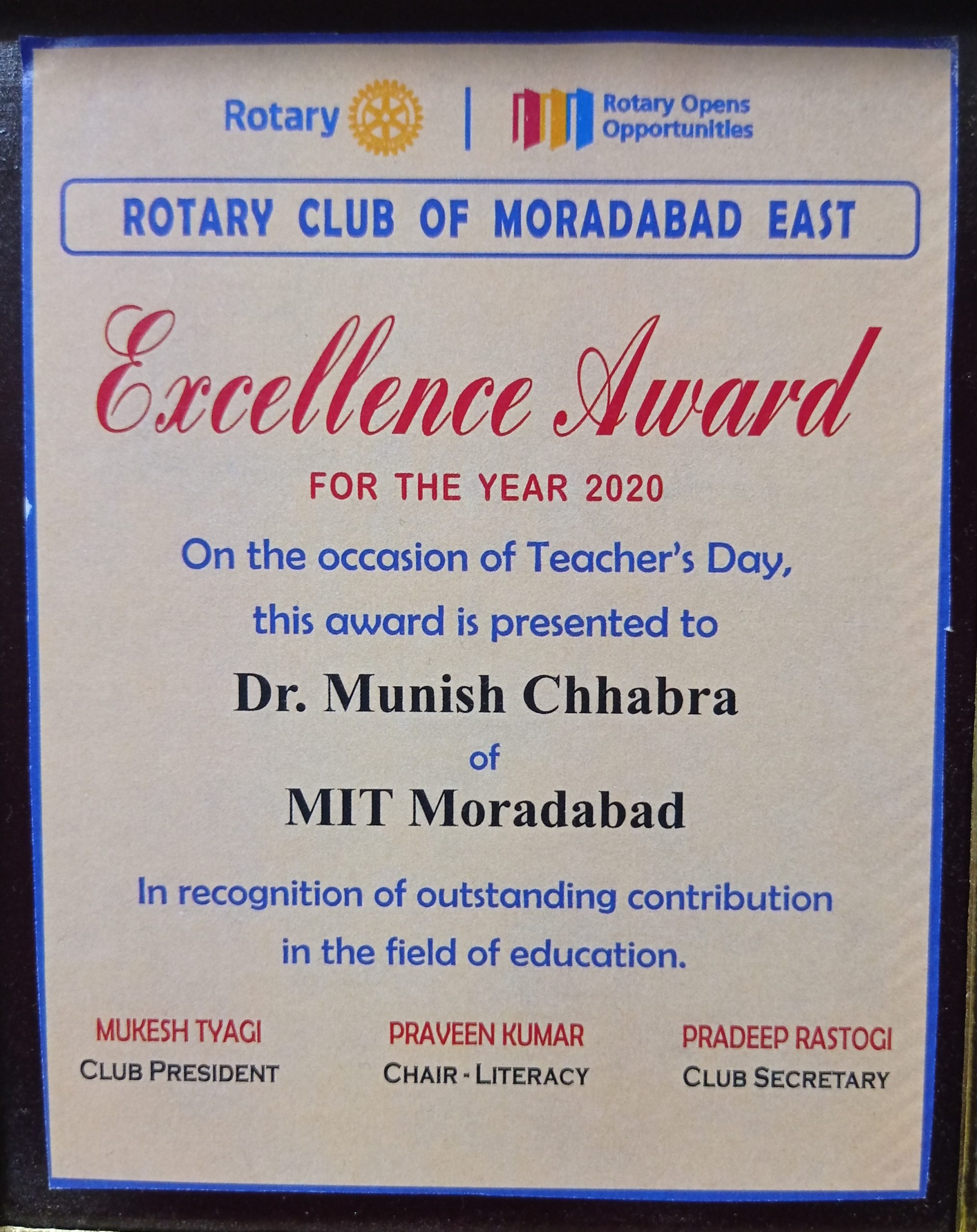 Careeer360 Certificate- MIT Moradabad